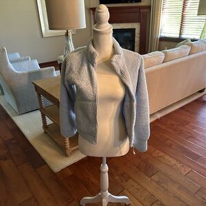 Athleta Plush Teddy Crop Jacket in Heathered Gray